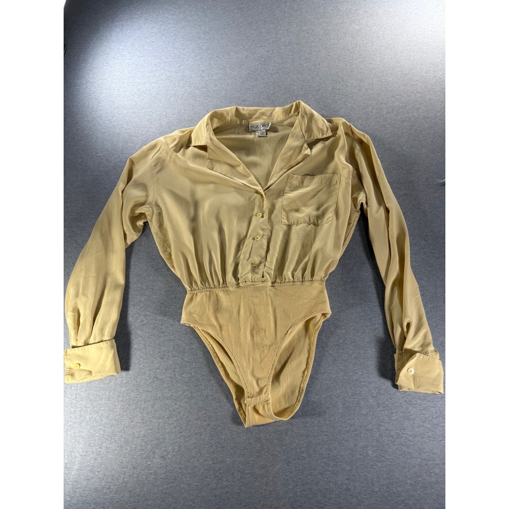 Vintage M.J. Carroll long sleeve silk bodysuit size Med EUC